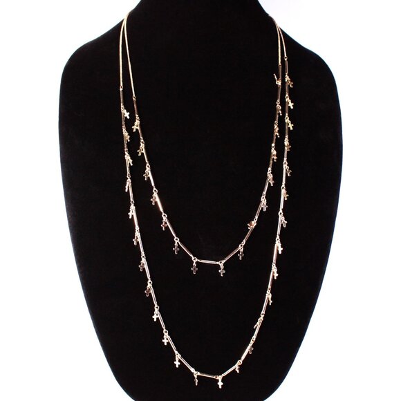 NWT Express Gold Tone Multi-Strand Cross Necklace - Picture 1 of 8